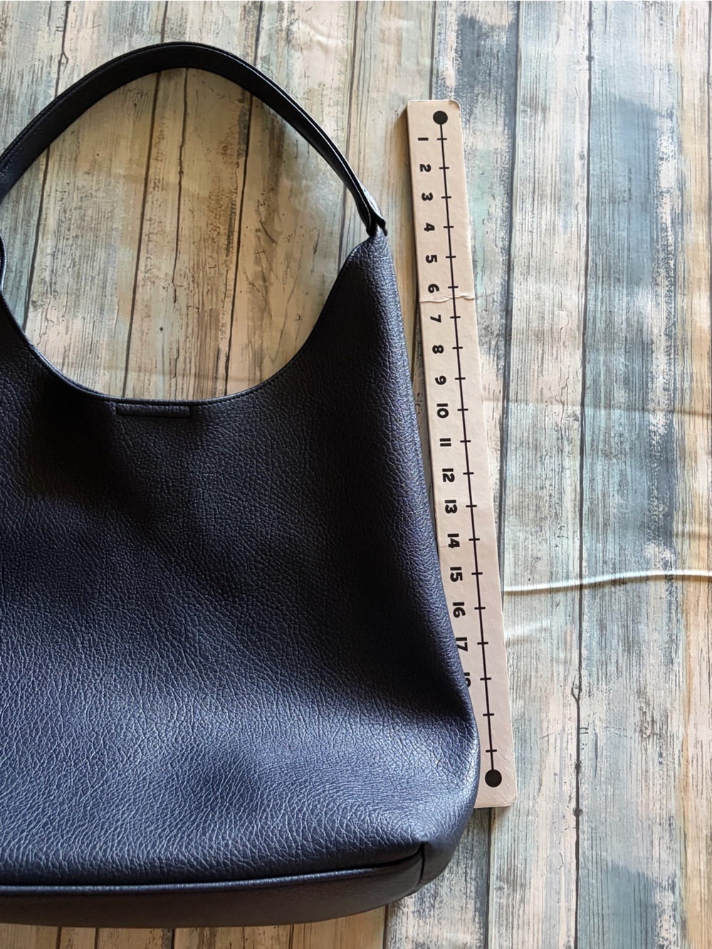 Hoxis Navy Pebbled Leather Hobo Bag - Women - Picture 6 of 11